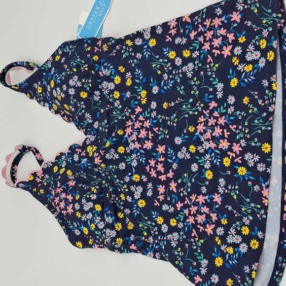 Draper James RSVP V-Neck Scallop Tankini Set Navy Blue S - Picture 3 of 13